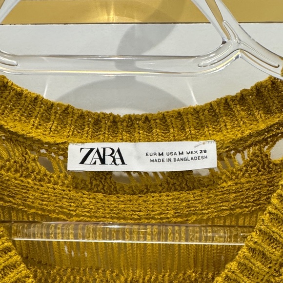 ZARA yellow open knit crochet boho woven knit sleeveless vest top M - Picture 8 of 12